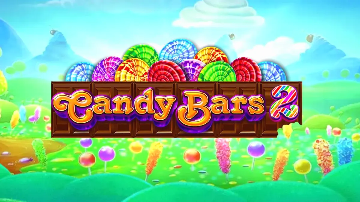 Interface vibrante do slot Candy Bars 2 com símbolos de doces e barras de chocolate.